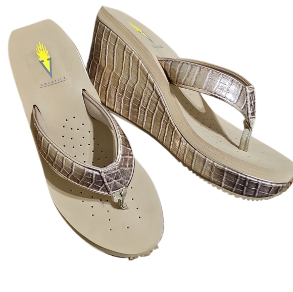 Volatile Shoes - Volatile Metallic Wedge Sandals